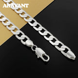 925 Silver 12MM Flat Sideways Necklace