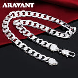 925 Silver 12MM Necklace Chains Men Women Wedding Jewelry