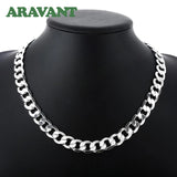 925 Silver 12MM Necklace Chains Men Women Wedding Jewelry