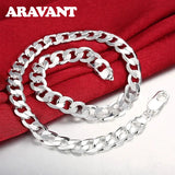 925 Silver 12MM Necklace Chains Men Women Wedding Jewelry