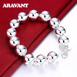 925 Silver 14MM Beads Chain Bracelets For Women Jewelry