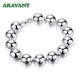 925 Silver 14MM Beads Chain Bracelets For Women Jewelry