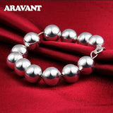 925 Silver 14MM Beads Chain Bracelets For Women Jewelry