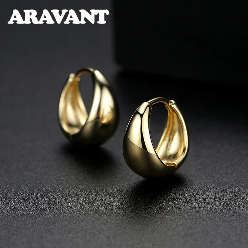 925 Silver Egg Hoop Earring 14mm