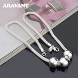 925 Silver 14mm Big Bead Chain Necklace Wedding Jewelry