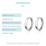 925 Silver 14mm Hoop Earrings for Women Jewelry