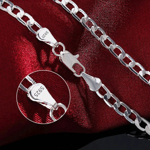 925 Silver 4MM Sideways Chain Necklace Wedding Jewelry