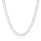 925 Silver 12MM Flat Full Sideways Cuba Chain Necklace 18-30 inches