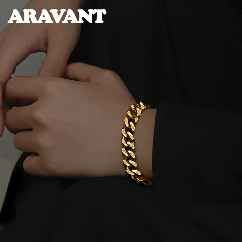 925 Silver 18K 10MM Bracelet Chain Men Women Jewelry