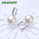 925 Silver 18K Pearl Drop Earrings Wedding Jewelry