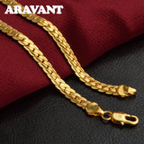 925 Silver 18K 5mm Sideways Chain Necklace 18-24 Inch