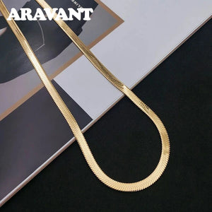 925 Silver 18K 4mm Snake Chains Necklace Wedding Jewelry