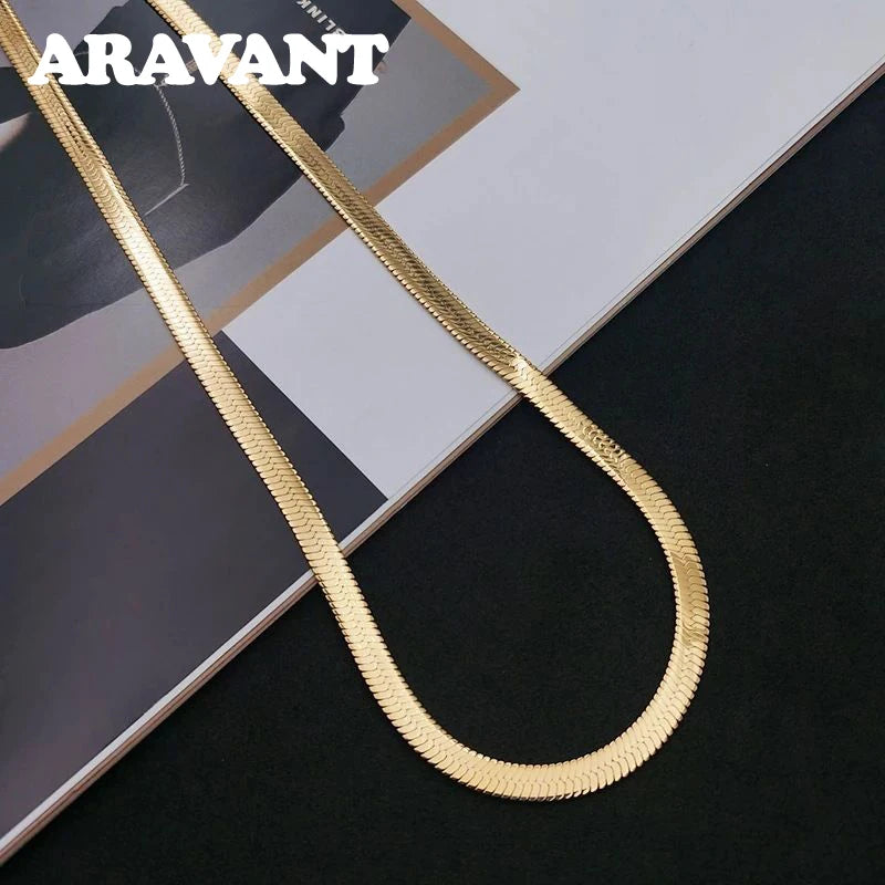 925 Silver 18K 4mm Snake Chains Necklace Wedding Jewelry