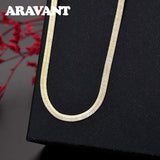925 Silver 18K 4mm Snake Chains Necklace Wedding Jewelry