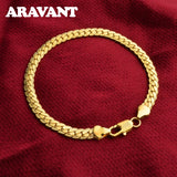 925 Silver 18K 5MM Sideways Bracelet Chain Wedding Jewelry