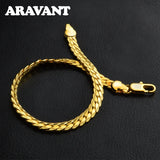 925 Silver 18K 5MM Sideways Bracelet Chain Wedding Jewelry