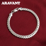 925 Silver 18K 5MM Sideways Bracelet Chain Wedding Jewelry