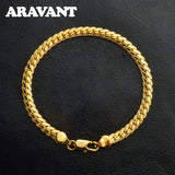 925 Silver 18K 5MM Sideways Bracelet Chain Wedding Jewelry