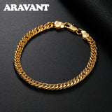 925 Silver 18K 6MM Sideways Bracelet Chain Men Women Jewelry
