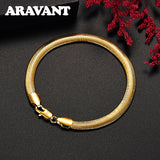 925 Silver 18K 6MM Snake Chain Bracelet