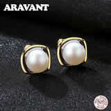925 Silver 18K Pearl Earring For Women Jewelry Gift