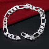 925 Silver/18K 8MM Sideways Bracelet Women Men Party Wedding Jewelry