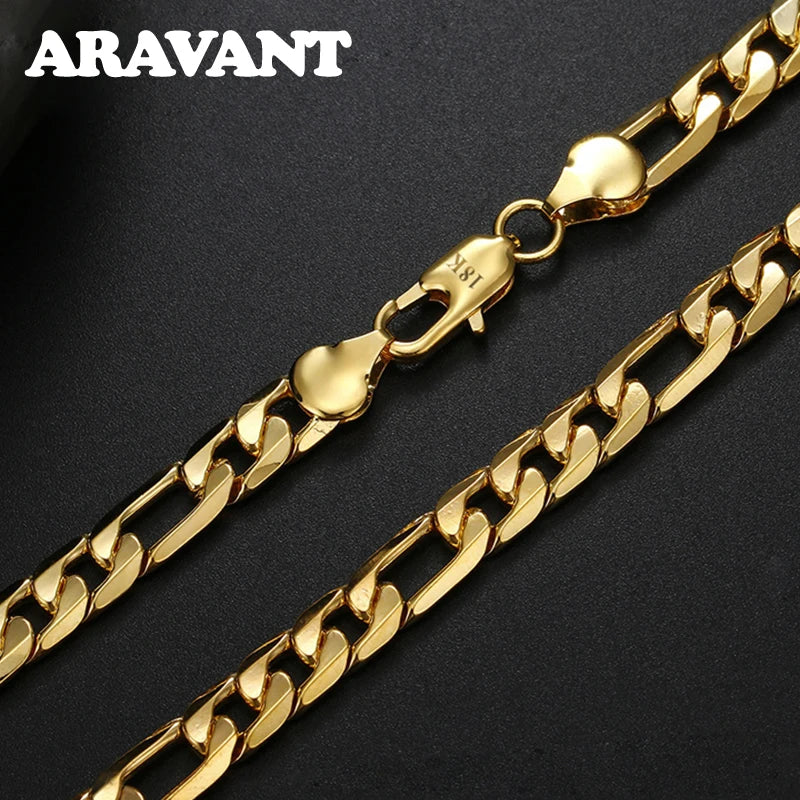 925 Silver 18K 8mm Necklace Chains Men Women Jewelry