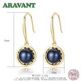 925 Silver 18K Pearl Dangle Earrings for Women