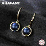 925 Silver 18K Pearl Dangle Earrings for Women