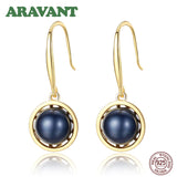 925 Silver 18K Pearl Dangle Earrings for Women