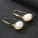 925 Silver 18K Pearl Dangle Earrings for Women
