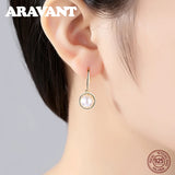 925 Silver 18K Pearl Dangle Earrings for Women