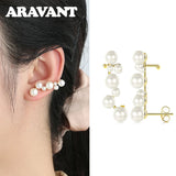 925 Silver 18K Pearl Ear Cuff Clip Earrings For Women