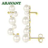 925 Silver 18K Pearl Ear Cuff Clip Earrings For Women