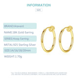 925 Silver 18K Round Circle Hoop Earring For Women Jewelry Gift