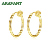 925 Silver 18K Round Circle Hoop Earring For Women Jewelry Gift