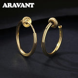 925 Silver 18K Round Circle Hoop Earring For Women Jewelry Gift
