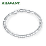 925 Silver 18K Sideways Bracelet Chain Men Women