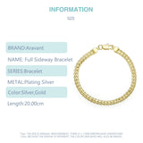 925 Silver 18K Sideways Bracelet Chain Men Women
