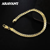 925 Silver 18K Sideways Bracelet Chain Men Women