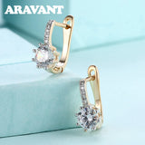 925 Silver Zircon Hoop Earrings Wedding Party Jewelry