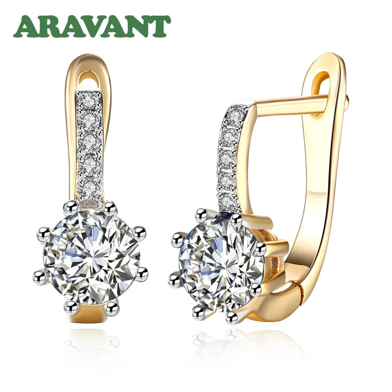 925 Silver Zircon Hoop Earrings Wedding Party Jewelry