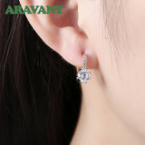 925 Silver Zircon Hoop Earrings Wedding Party Jewelry