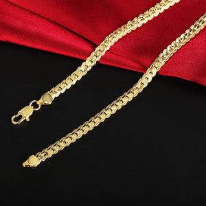 925 Silver/18k 6mm Full Sideways Chain Necklace For Women Men