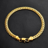 925 Silver/18k 5MM Chain Necklace Bracelet Set Wedding Gift