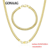 925 Silver/18k 5MM Chain Necklace Bracelet Set Wedding Gift