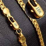 925 Silver/18k 5MM Chain Necklace Bracelet Set Wedding Gift