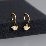 925 Silver 18k Plate Korea Small Animal Bird Pendant Zircon Earring