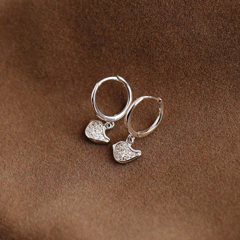 925 Silver 18k Plate Korea Small Animal Bird Pendant Zircon Earring