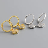 925 Silver 18k Plate Korea Small Animal Bird Pendant Zircon Earring